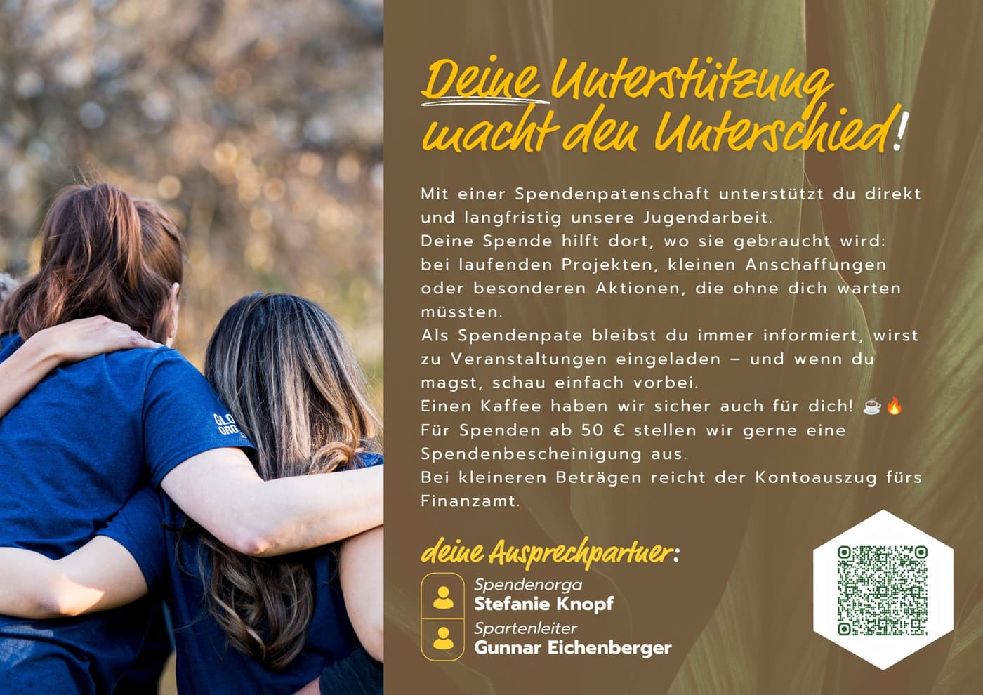 Spendenpatenschaft-Flyer des Zeltlagers Adlerhorst im neuen Corporate Design