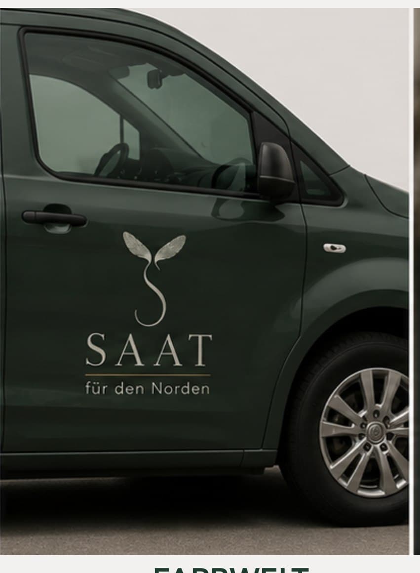 Fahrzeugbeschriftung der Marke Saat für den Norden